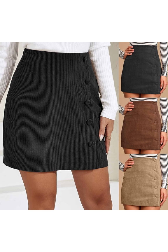 Skirts for Women Midi Skirt Solid Color High Waist Zipper Button Mid-Calf Skirt Leisure Dress Fashion Dress Outdoor Online Shopping Beige Skirt for Women L