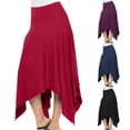 thumbnail image 1 of USSUMA Skirts for Women Midi Skirt Solid Color Zipper Irregular Mid-Calf Skirt Retro Dress Comfortable Dress Travel Summer Saving Black Skirt for Women L, 1 of 7