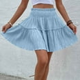 thumbnail image 1 of USSUMA Skirts for Women Trendy Summer Midi Skirt Solid Color Pleated High-Elastic Mid-Calf Skirt Leisure Dresses Lightweight Dresses Travel My Order Light Blue Skirt for Women Pu XL, 1 of 4