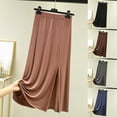 thumbnail image 1 of USSUMA Skirts for Women Midi Skirt Solid Color Vent Mid-Calf Skirt Trendy Skirt Loose Skirts School Deals Black Skirt for Women L, 1 of 3
