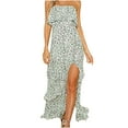 thumbnail image 1 of USSUMA Sleeveless Off Shoulder Maxi Summer Dresses for Women 2022 Strapless Bandeau Slit Floral Sundresses for Women Beach Ruffle Tiered Flowy Long Plus Size Women's Dresses Wedding Guest, 1 of 6