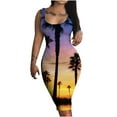 thumbnail image 1 of USSUMA Sleeveless Sundresses for Women Tropical Hawaiian Midi Beach Party Dresses Knee Length Club Pencil Bodycon Sexy Sun Dresses Women's Summer Casual U Neck Dress Wedding Guest, 1 of 5