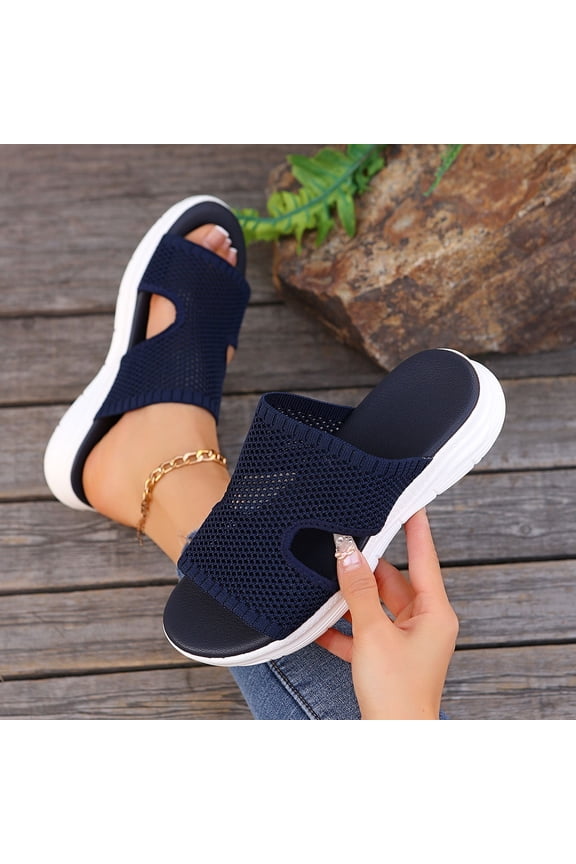 Slippers for Women Indoor Women's Fashion Casual Summer New Hollow Sandals Wedge Heel Fish Mouth Thick Bottom Slippers Beach Pool Slide Sandals up to 45% off