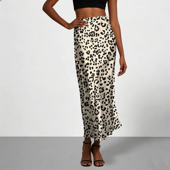 USSUMA Solid Drawstring Long Skirt Satin-Look Elastic Waist Pull-On A-Line Maxi With Flowing Hem And Side Slit For Resort Travel Everyday Wear Versatile Beach Maxi Skirt