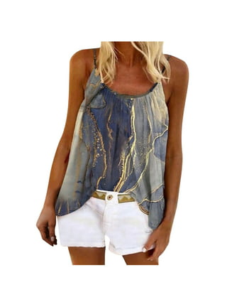 PULLIMORE Womens Flowy Summer Cami Tops V Neck Double Spaghetti