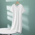 thumbnail image 1 of USSUMA Spring Dresses for Women 2025 Summer Dress Short Sleeve V Neck Casual Solid Color Maxi Dress Vintage Dresses Lightweight Skirts Date Up to 65% off White Dress Size-Free Size, 1 of 5