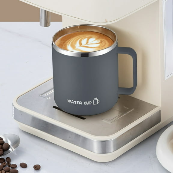 USSUMA Stainless Steel Water Cup With Lid Double Layer Insulated Sealed Leakproof Office Vacuum Cup Coffee Cup Tea Cup 400ml Push Lid Gray