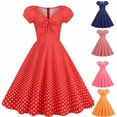 thumbnail image 1 of USSUMA Summer Dresses for Women 2025 Summer Dress Short Sleeve V Neck Casual Puff Sleeves Printed Retro Maxi Dress Elegant Dress Breathable Dresses Trekking Reduced Price Navy Dress Size-S, 1 of 7