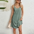 thumbnail image 1 of USSUMA Summer Dresses for Women 2025 Womens Dresses Sleeveless Crew Neck Casual Solid Color Camisole Maxi Dress Elegant Skirt Breathable Skirts Office Green Dress Size-M, 1 of 5