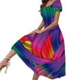 thumbnail image 1 of USSUMA Summer Dresses for Women Casual Colorful Print Plus Size Flowy Swing Long Maxi Beach Party Sundresses Short Sleeve Plus Dresses Round Neck Sun Dress Wedding Guest, 1 of 6