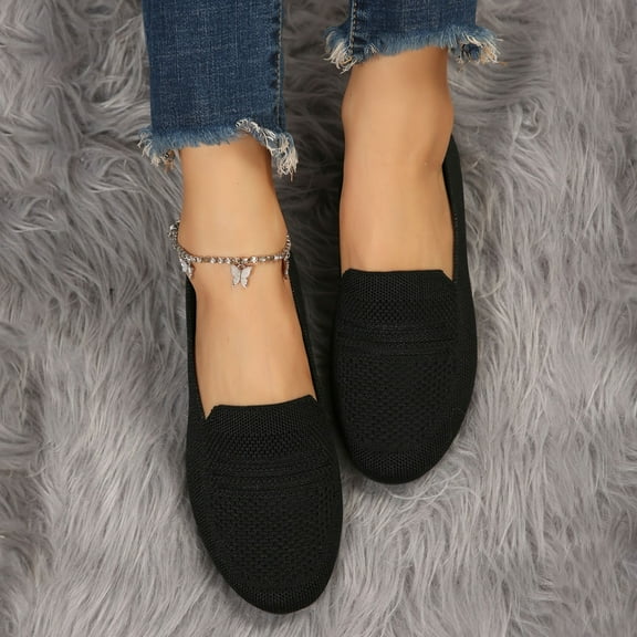 USSUMA Summer Sandals for Women 2025 Women's Fashion Casual Spring and Summer New Flat-Bottomed Shallow-Mouth Shoes Low-Top Slip-On Mesh Work Shoes Brunch Outfit Wedge Sandals Clearance