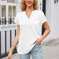 thumbnail image 1 of USSUMA Summer Tops for Women 2025 Fashion Women's Summer V-Neck Ruffle Short Sleeve Solid Casual Blouses Tops Casual Reduced Price White Polyester XXL, 1 of 4