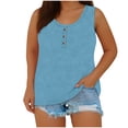 thumbnail image 1 of USSUMA Summer Tops for Women 2025 Womens Tank Tops Sleeveless Round Neck Casual Plus Size Tops for Women Button Knitted Casual Tee Breathable Tee Daily Wear Blue Modal Deals Tank Top for Women Xxl, 1 of 5