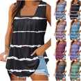 thumbnail image 1 of USSUMA Summer Tops for Women 2025 Womens Tank Tops Sleeveless Square Neck Loose Fit Casual Printed Casual Tee Comfortable T-Shirt Party Black Polyester Up to 65% off Tank Top for Women S, 1 of 5