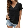 thumbnail image 1 of USSUMA Summer Tops for Women Trendy Cute Basic Chiffon Blouse Tunic Loose Fit Swiss Dot Solid Color Womens Tops Casual V Neck Short Sleeve Shirts for Women Dressy Casual, 1 of 3
