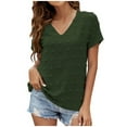 thumbnail image 1 of USSUMA Summer Tops for Women Trendy Cute Basic Chiffon Blouse Tunic Loose Fit Swiss Dot Solid Color Womens Tops Casual V Neck Short Sleeve Shirts for Women Dressy Casual, 1 of 3