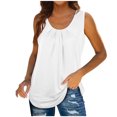 thumbnail image 1 of USSUMA Summer Tops for Women Trendy V Neck Sleeveless Dressy Shirts Blouses Flowy Pleated Tank Camis Women's Tops Summer 2022 Basic Solid Color Casual Tshirts Tunic Plus, 1 of 7