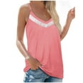thumbnail image 1 of USSUMA Womens Summer Tops and Blouses Trendy V Neck Flowy Color Block T-Shirts for Women Dressy Casual Sleeveless Spaghetti Strap Camis Shirt Tunics Plus Beach, 1 of 5