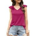 thumbnail image 1 of USSUMA Summer Tops for Women 2025 Women Fashion Summer Tops For V-Neck Ruffle Sleeve Tops Casual Sleeveless Elegant Clearance Sales Pink Polyester L, 1 of 6