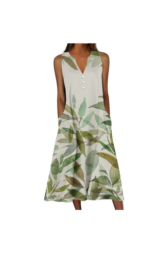 Sun Dresses Women Summer Casual Pleated Loose Swing Midi for Women Flral Print Knee Length Plus Size Dress Crewneck Short Sleeve Wedding Guest Dress Summer