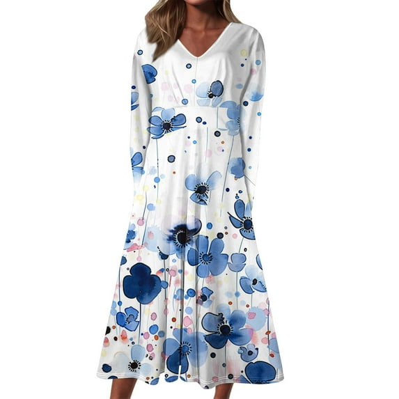 USSUMA Sun Dresses Women Summer Casual Pleated Loose Swing Midi for Women Flral Print Knee Length Plus Size Dress Crewneck Short Sleeve Wedding Guest Dress Summer Savings