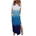 thumbnail image 1 of USSUMA Sun Dresses Women Summer Casual Short Sleeve Loose Pocket Long Slit Maxi Sundresses for Women Tie Dye Plus Size Dress for Women V Neck Graduation Dress, 1 of 5