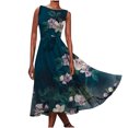 thumbnail image 1 of USSUMA Sun Dresses Women Summer Casual Sleeveless High Waist Tank Swing Long Maxi Sundresses for Women Floral Print Plus Size Dress for Women Round Neck Graduation Dress, 1 of 5