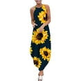 thumbnail image 1 of USSUMA Sundresses for Women Casual Summer Spaghetti Strap Irregular Hem Flowy Maxi Long Beach Dress Sunflower Print Plus Sun Dresses Sleeveless Halter Neck Dress Party Vacation, 1 of 4