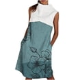 thumbnail image 1 of USSUMA Sun Dresses Women Summer Casual Sleeveless Turtleneck Pocket Shift Tshirt Midi Sundresses for Women Floral Print Color Block Plus Size Dress for Women V Neck Graduation Dress, 1 of 5