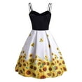 thumbnail image 1 of USSUMA Sun Dresses Women Summer Casual, Womens V-Neck Spaghetti Strap Backless Sleeveless Mini Swing Skater Dress Sunflower Print V-Neck Casual Swing Sundress, 1 of 5