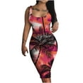 thumbnail image 1 of USSUMA Sleeveless Sundresses for Women Tropical Hawaiian Midi Beach Party Dresses Knee Length Club Pencil Bodycon Sexy Sun Dresses Women's Summer Casual U Neck Dress Wedding Guest, 1 of 5