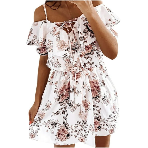 USSUMA Sundress for Women Beach Vacation, Womens Dresses Vacation Short Sleeves V-Neck Midi Color Block Marble Print Boho Stretch Sundresses A-Line Button Down Club Night Dress