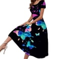 thumbnail image 1 of USSUMA Sundresses for Women Casual Summer A Line Swing Long Maxi Beach Dress Floral Print Plus Sun Dresses Short Sleeve Round Neckline Dress Party Vacation, 1 of 8