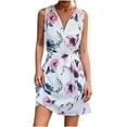 thumbnail image 1 of USSUMA Sundresses for Women Casual Summer Sexy Belted Zip Up Short Hawaiian Tropical Print Mini Womens Shirt Dresses Beach V Neck Sleeveless Plus Size Wedding Guest Sun Dress, 1 of 8