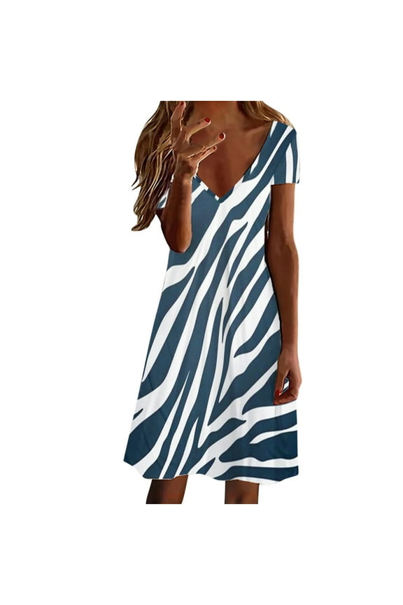 USSUMA Sundresses for Women Daisy Print Sleeveless Casual Dresses for Women Flowy Swing Knee-Length Cami Midi Dresses Women Summer V Neck Beach Dresses Wedding Guest