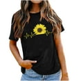 thumbnail image 1 of USSUMA Sunflower Print T-Shirts for Women Trendy Funny Teens Cute Graphic Women's Shirts and Blouses Short Sleeve Women Tops Dressy Casual Summer Round Neck Plus Tunics Beach, 1 of 7
