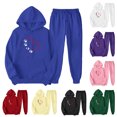thumbnail image 1 of USSUMA Sweat Outfits for Women 2 Pieces Women Hoodie Long Sleeved Pullover Sweatpant Outfits Pocket Drawstring Print Tracksuit Stretchy Waist Casual Jogger Sets Loose Hiking Fall Suit, 1 of 7