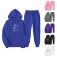 thumbnail image 1 of USSUMA Sweat Suit Set Hoodie for Women Long Sleeved Pullover Sweatpant Outfits Pocket Drawstring Print Tracksuit Elastic Waist Fashion Jogger Sets Plus Size Daily Sports Fall Suit, 1 of 6