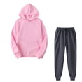 thumbnail image 1 of USSUMA Sweatsuit for Women Women’s Hoodie Long Sleeved Pullover Sweatpant Outfits Pocket Drawstring Solid Tracksuit Stretchy Waist Casual Jogger Sets Oversized Party Fall Suit, 1 of 3