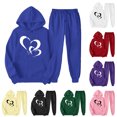 thumbnail image 1 of USSUMA Sweatsuits for Women Set Womens Hoodies Long Sleeved Pullover Sweatpant Outfits Pocket Drawstring Print Tracksuit Stretchy Waist Fashion Jogger Sets Plus Size Party Fall Suit, 1 of 7