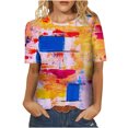 thumbnail image 1 of USSUMA T-Shirts for Women Trendy 4th of July Patriotic Women's Shirts and Blouses Short Sleeve Women Tops Dressy Casual Summer Vintage USA American Flag Round Neck Plus Tunics Beach, 1 of 5