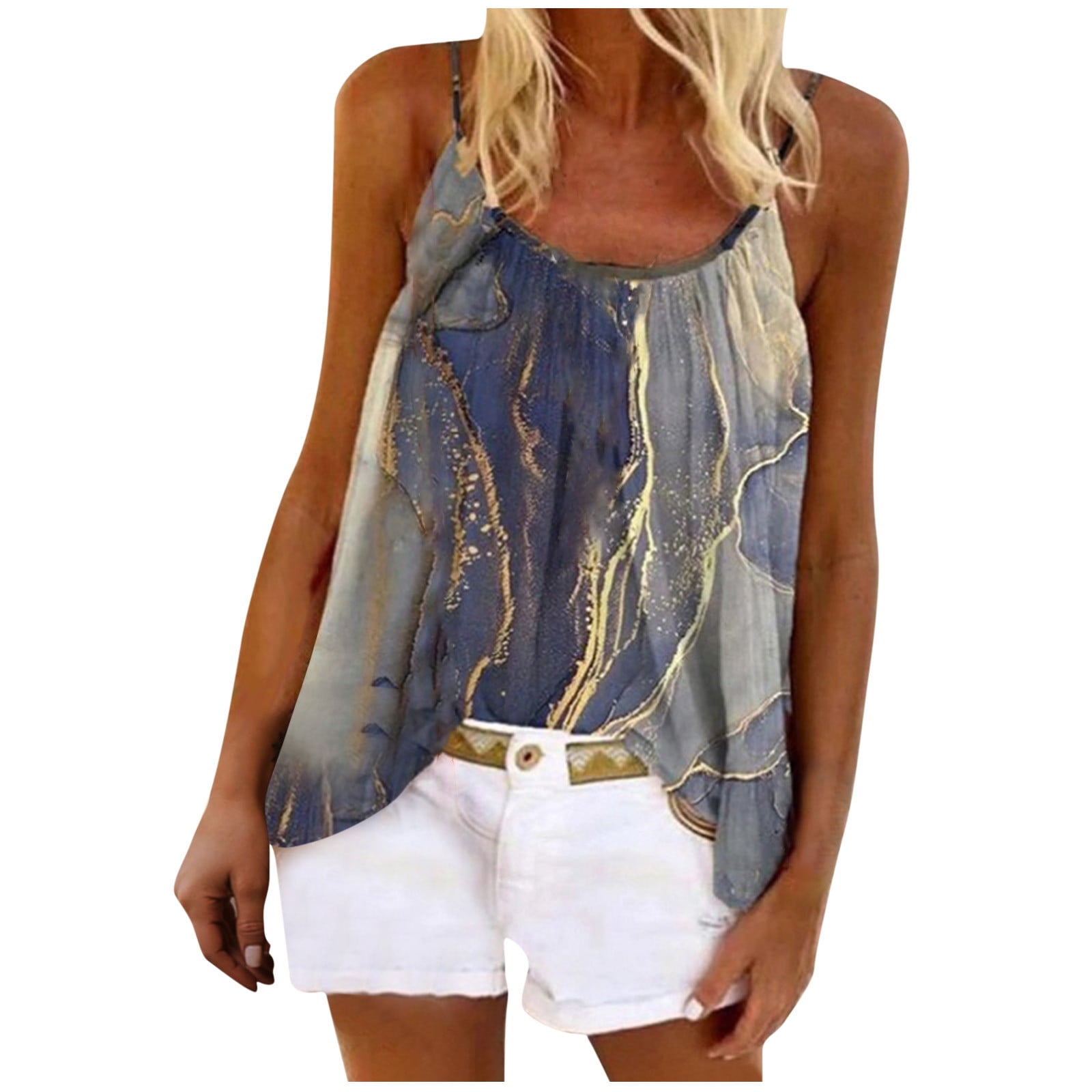 MOQIVGI Women's Summer Tank Top - V Neck Spaghetti Strap, Flowy A-Line Camisole For Casual Or Dressy Wear