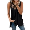 thumbnail image 1 of USSUMA T-Shirts for Women Trendy Rhinestones Hollow Out Flowy Loose Workout Tank Vest Womens Blouses and Tops Dressy Casual Summer V Neck Sleeveless Tshirts Shirts Tunic for women, 1 of 8