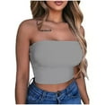 thumbnail image 1 of USSUMA T-Shirts for Women Trendy Tube Crop Top Basic Women's Shirts and Blouses Sleeveless Women Tops Dressy Casual Summer Cropped Strapless Bandeau Tank Off Shoulder Plus Tunics Beach, 1 of 6