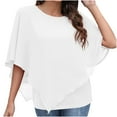 thumbnail image 1 of USSUMA T-Shirts for Women Trendy Women's Summer Casual Loose Chiffon Flowy Tops Elegant Batwing Sleeve Irregular Hem Blouses Poncho Shirts, 1 of 8