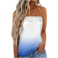 thumbnail image 1 of USSUMA T-Shirts for Women Trendy,Women's Tube Tops Gradient Bandeau Ombre Strapless Shirt Sleeveless Backless Tanks Blouse, 1 of 4
