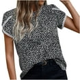 thumbnail image 1 of USSUMA T-Shirts for Women Trendy,Womens Tops Summer Leopard Printed Dressy T Shirts Casual O Neck Petal Sleeve Blouses Shirt, 1 of 8