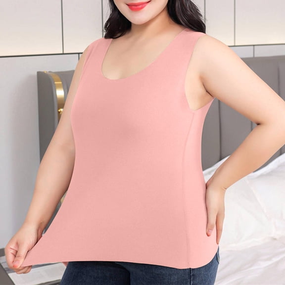 USSUMA Tops for Women Trendy Women's Tank Tops Sleeveless Round Neck Camisole Cold Shoulder Solid Color Plus Size Tops for Women Elastic Elegant Tshirt Tshirt Bachelor Party Orange Tank Top Xxxl