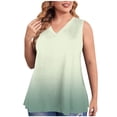 thumbnail image 1 of USSUMA Tops for Women Trendy Women's Tank Tops Sleeveless V Neck Loose Plus Size Tops for Women Printed Gradient Elegant Tops Loose Shirt Business Green Up to 65% off Tank Top for Women Xxxxl, 1 of 5