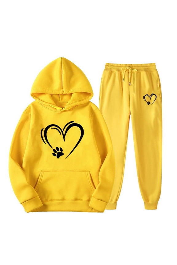 Track Suits for Women Set Woman Hoodie Long Sleeved Pullover Sweatpant Outfits Pocket Drawstring Print Tracksuit Stretch Waist Trendy Jogger Sets Plus Size Party Fall Suit